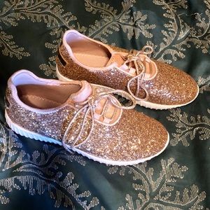 Rose Gold Glitter Sneakers